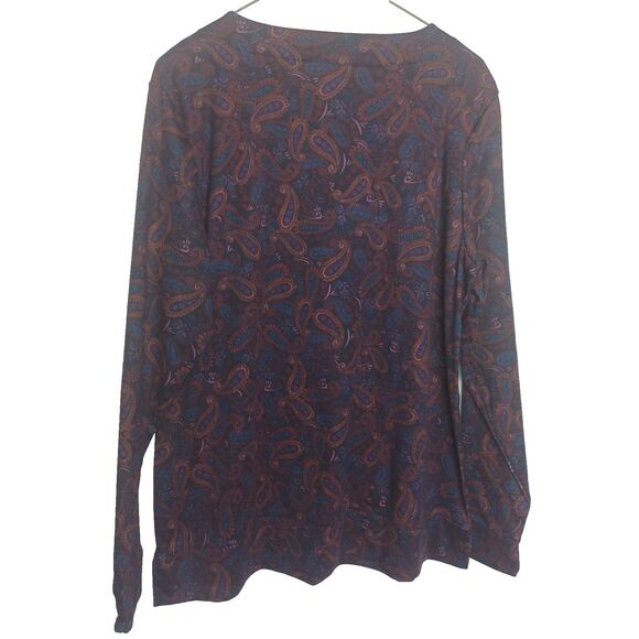 Croft & Barrow Womans Long Sleeve Purple Paisley Extra Soft Size Large - Picture 3 of 3